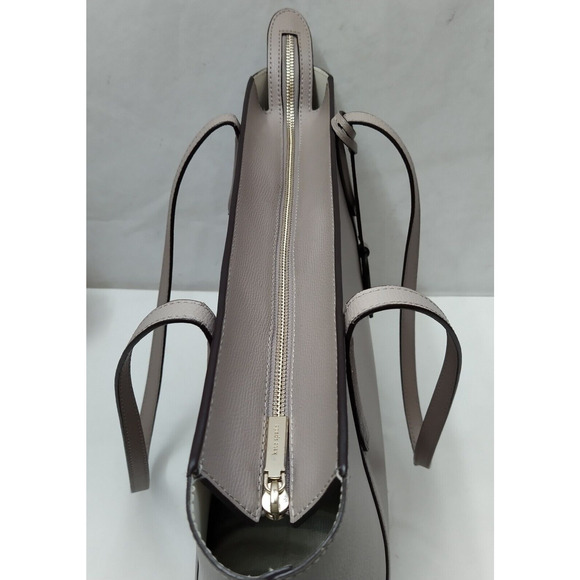 Kate Spade New York Cara Gray Leather Double Handle Tote Shoulder Bag - Picture 10 of 16